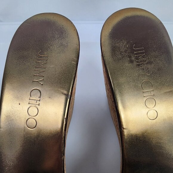 Jimmy Choo Leather Cork Wedges 38.5 - Picture 7 of 9